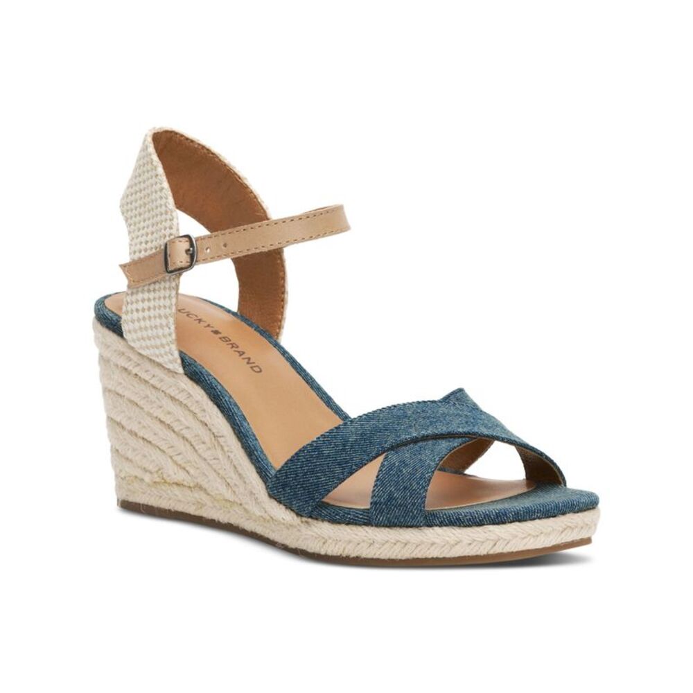 LUCKY BRAND Womens Blue Slingback Maeylee Open Toe Wedge Espadrille Shoes 11 M